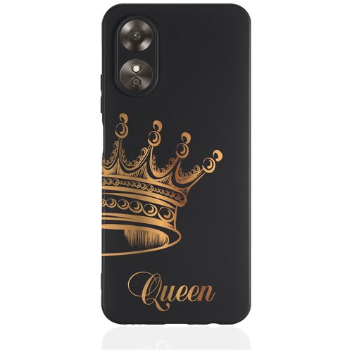 Черный силиконовый чехол MustHaveCase для Oppo A17 Парный чехол корона Queen черный силиконовый чехол musthavecase для vivo y35 парный чехол корона queen