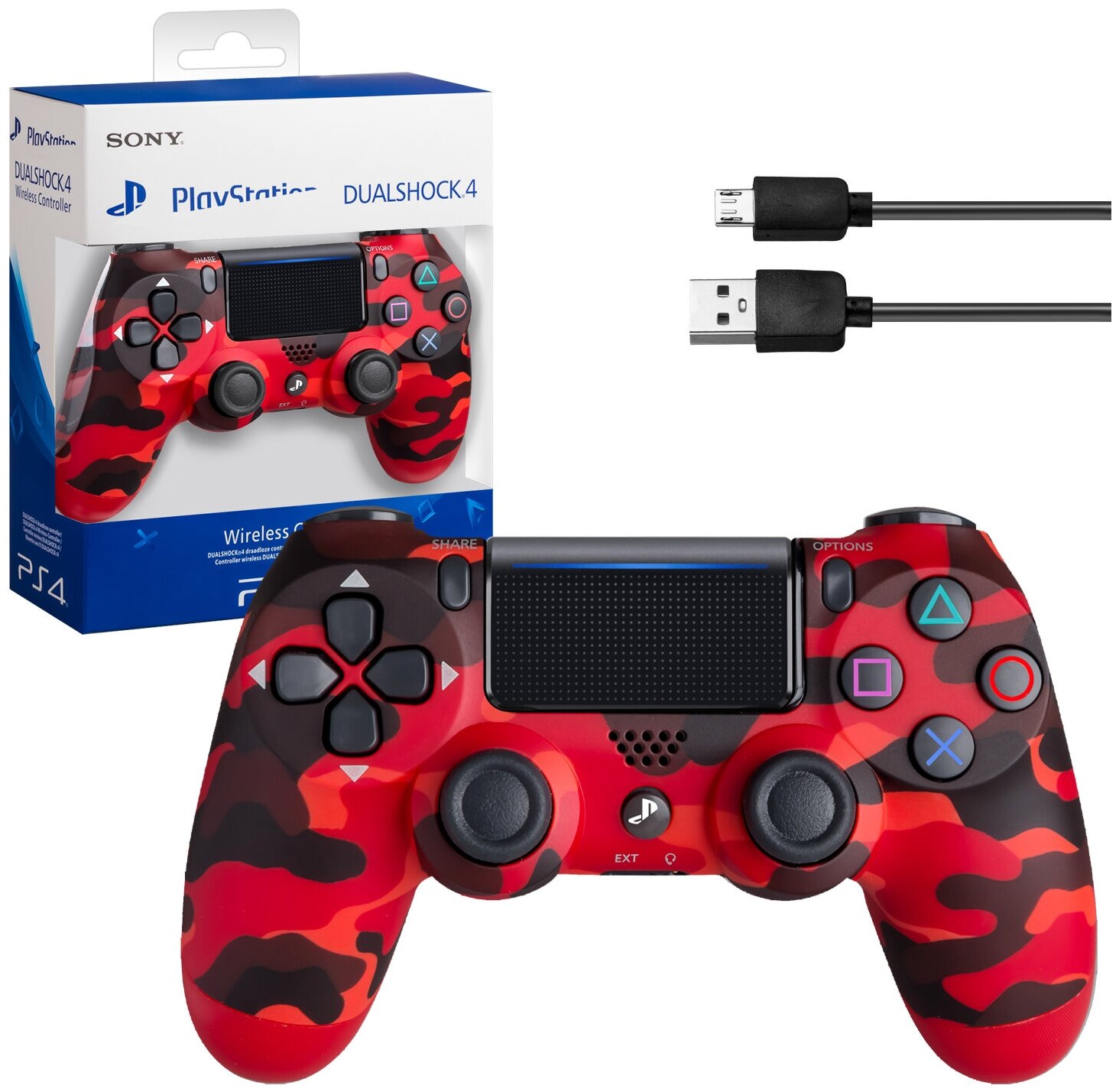 Геймпад для игровой приставки джойстик дуалшок смартфона ПК Sony PlayStation PS4 DualShock Bluetooth беспроводной красный хаки