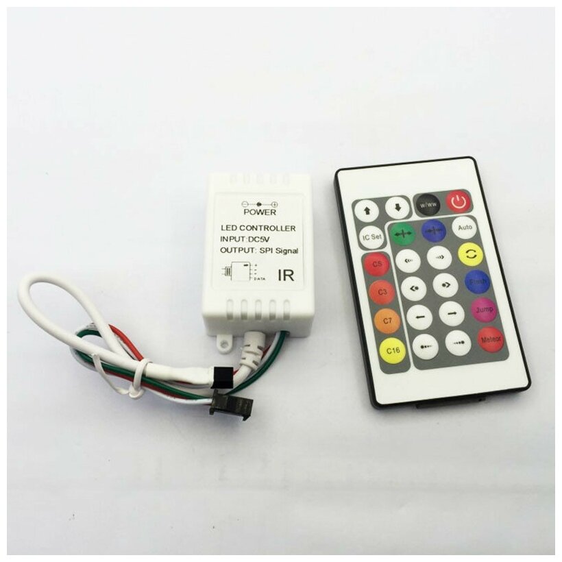 ИК контроллер для SPI ленты (бегущая волна) и пикселей, пульт 24 кнопки
