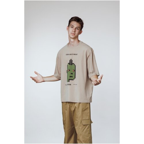 Футболка COLLECTIBLE, оверсайз, круглый вырез, принт печать, размер One size, мультиколор