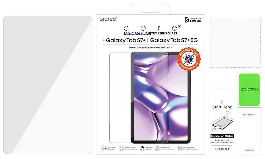 Защитное стекло SAMSUNG araree Sub Core Premium Tempered Glass Samsung Galaxy Tab S7, 1 шт [gp-ttt870kdatr] - фото №4
