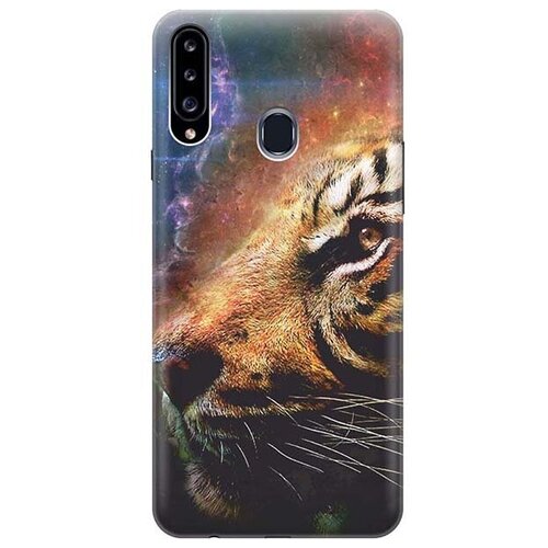 фото Ультратонкий силиконовый чехол-накладка для samsung galaxy a20s с принтом "космический тигр" gosso
