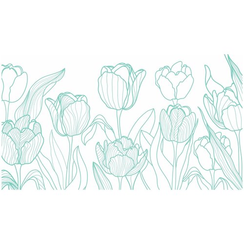 Фотообои Уютная стена Линейная цветочная композиция с тюльпанами 480х270 см Виниловые Бесшовные (единым полотном)