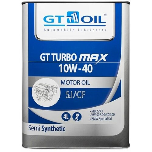 GT OIL 8809059408636 Масло моторное GT Turbo Max, SAE 10w40, API SJ/CF, 4 л