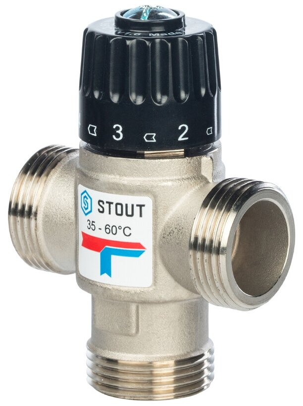 STOUT Термостатический смесительный клапан для систем отопления и ГВС 1 НР 35-60°C KV 25 м3/час
