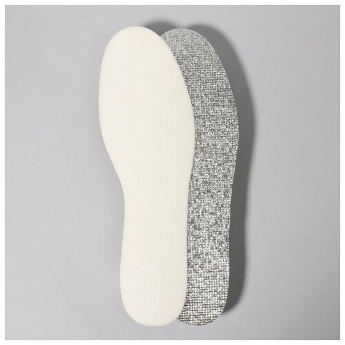 Стельки для обуви фольгированные, с эластичной белой пеной, универсальные, 36-45р-р, пара, цвет белый