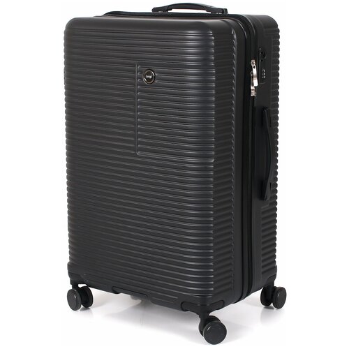 Пластиковый чемодан Leegi, цвет Черный, размер M. Съемные и сдвоенные колеса.