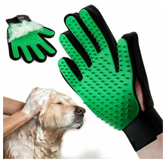 Перчатка для вычесывания шерсти кошек и собак / Пуходерка для шерсти животных / Щетка рукавица