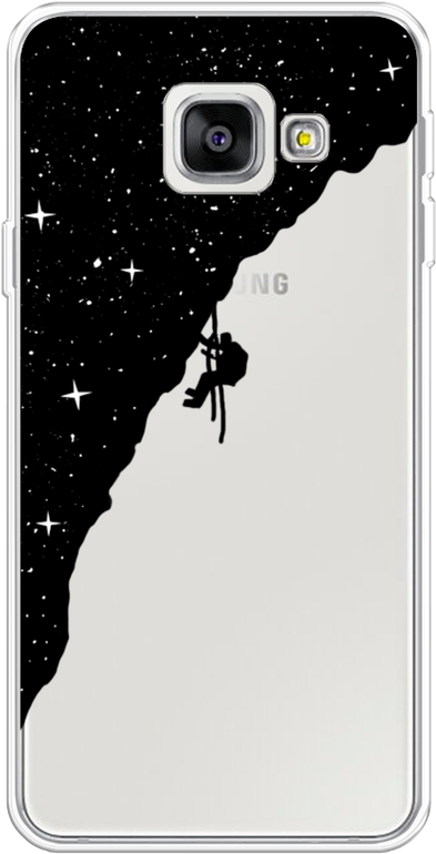 Силиконовый чехол на Samsung Galaxy A3 2016 / Самсунг Галакси А3 2016 Скалолаз в космосе, прозрачный