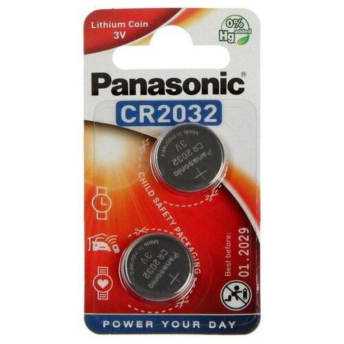 Батарейка литиевая Panasonic Lithium Power, CR2032-2BL, 3В, блистер, 2 шт