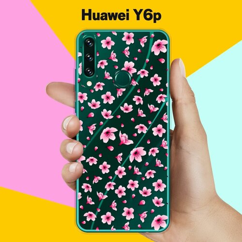 силиконовый чехол цветы розовые на huawei y8p Силиконовый чехол Цветы розовые на Huawei Y6p