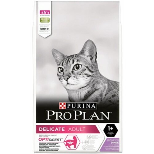 Корм Purina (Пурина) PRO PLAN для взрослых кошек с чувствительным пищеварением или особыми предпочтениями в еде, с высоким содержанием индейки, 3кг