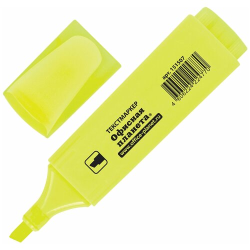 Текстовыделитель офисная планета, желтый, линия 1-5 мм, 151507