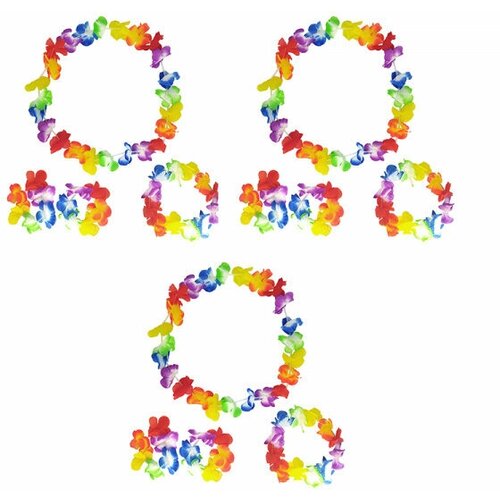 фото Гавайский набор: ожерелье лея, венок, 2 браслета (набор 3 шт.) happy pirate