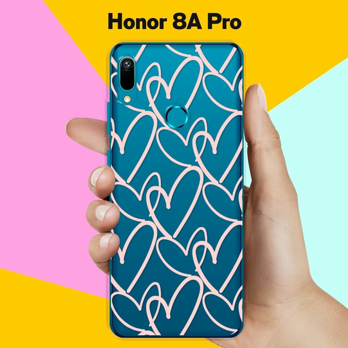 Силиконовый чехол на Honor 8A Pro Розовые сердца / для Хонор 8А Про