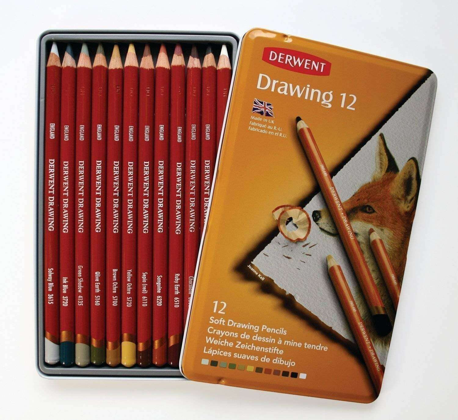 Набор карандашей цветных Derwent "Drawing" 12 цв в метал кор - фото №7