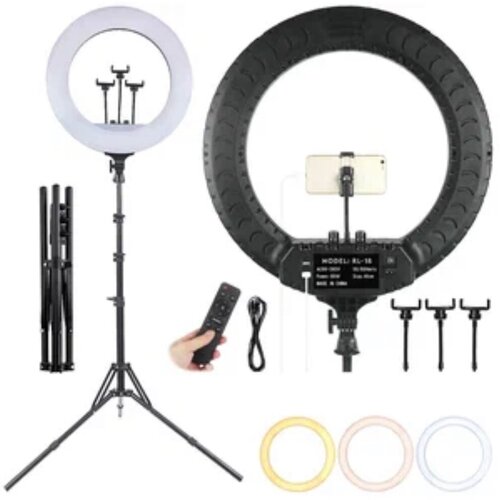 Профессиональная кольцевая лампа RL-18 Led диодная диаметром 45 см С ДУ пультом управления с металлическим усиленным штативом 50-180 см Bluetooth 519900₽