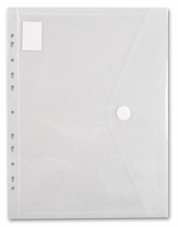 Упаковка конвертов на кнопке бюрократ -PK880CLEAR/1, A4 пластик, 0.18мм, прозрачный