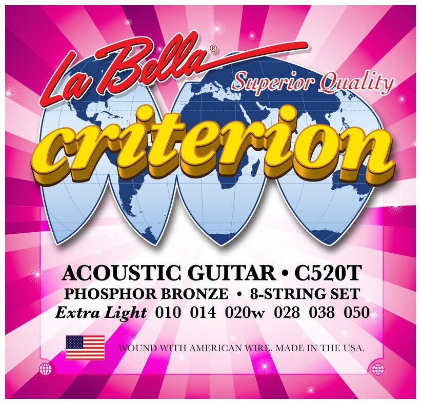 La Bella C520T Комплект струн для акустической гитары 010-050