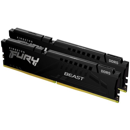 Оперативная память для компьютера 32Gb (2x16Gb) PC5-44800 5600MHz DDR5 DIMM CL40 Kingston FURY Beast Black (KF556C40BBK2-32) оперативная память для компьютера 64gb 2x32gb pc5 44800 5600mhz ddr5 dimm unbuffered cl40 kingston fury beast kf556c40bbk2 64