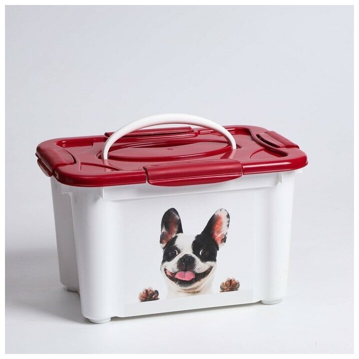 Контейнер для корма 5,5Л С декором собаки LUCKY PET бордо БП - фотография № 1