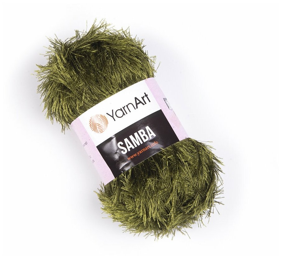 Пряжа для вязания YarnArt Samba (ЯрнАрт Самба) - 1 моток 530 зеленый болотный, травка, фантазийная для игрушек 100% полиэстер 150м/100г