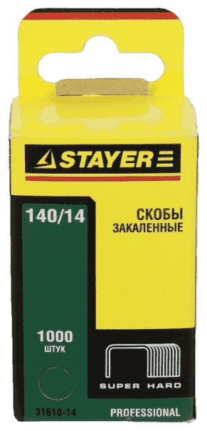Изображение STAYER 14 мм скобы для степлера плоские тип 140, 1000 шт 31610-14