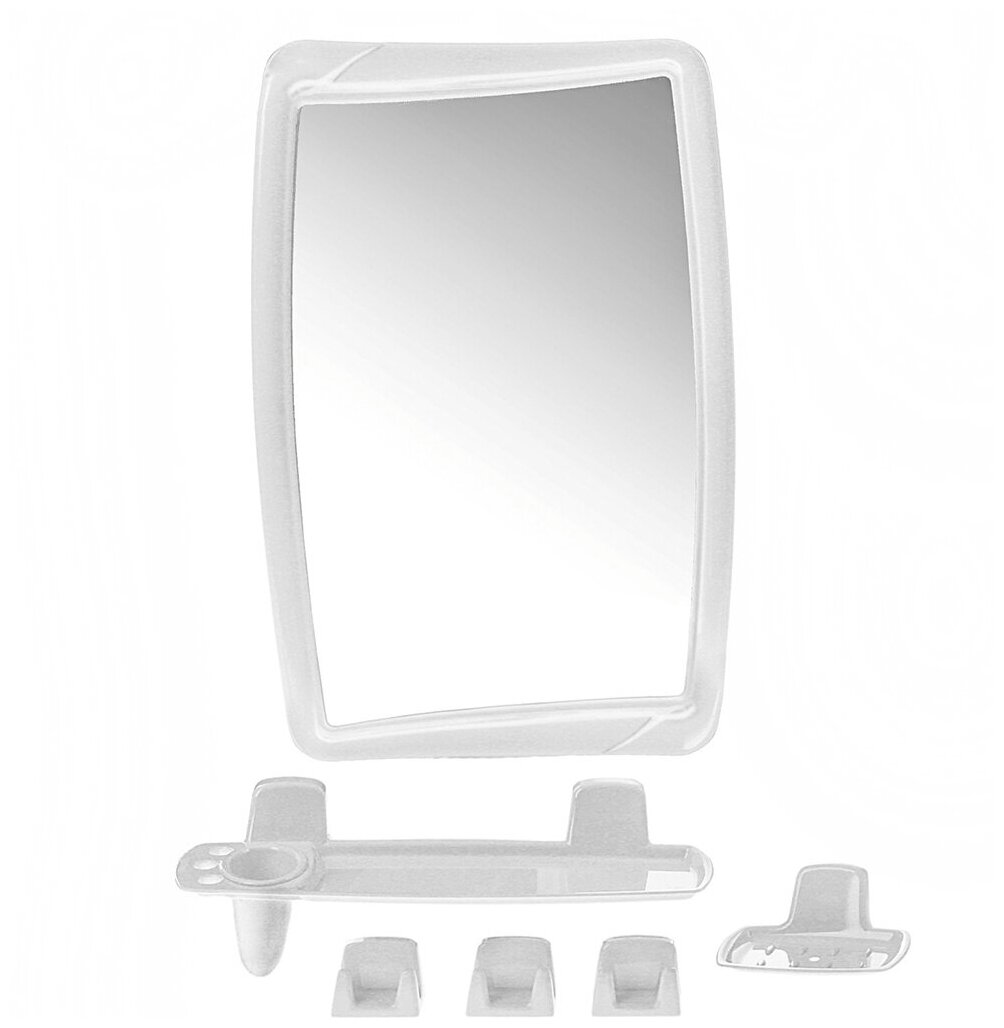 Зеркало 35х52 см, прямоугольное, снежно-белое, с полочкой, Berossi, НВ 05101000