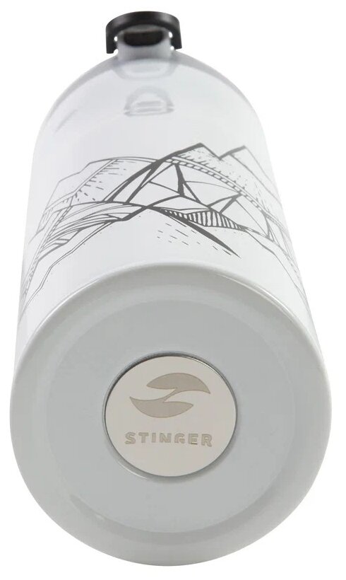 Термокружка Stinger, 0,42 л, сталь/пластик, белый с принтом, 7,4 x 6,7 x 22,4 см HD-420-36
