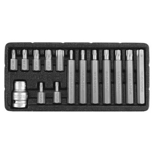 Биты YATO Т20-Т55 TORX SECURITY + переходник 1/2, 15 шт, AISI S2, YT-0417