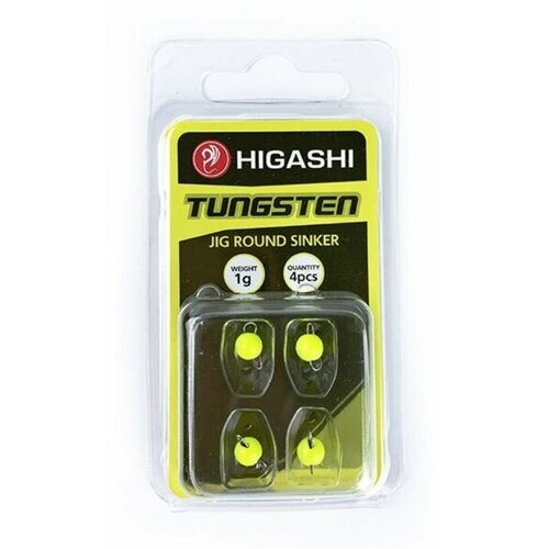 higashi удилище higashi combo fina fluo yellow Грузила HIGASHI Jig Tungsten sinker R Fluo Yellow #1гр (set-4pcs), # 0000680651