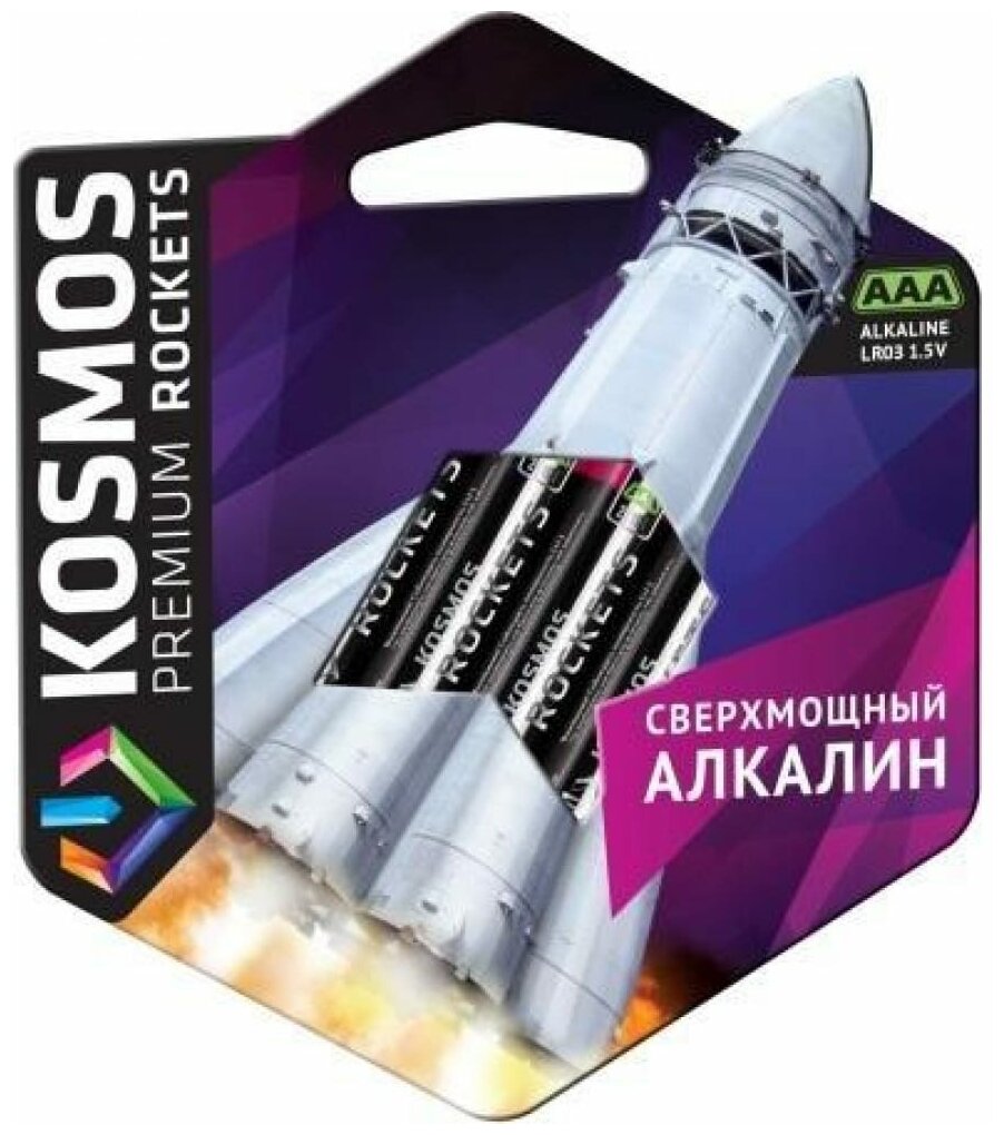 Батарейка KOSMOS premium ROCKETS LR03 4 шт космос KOSLR03ROCKETS4BL 15567541