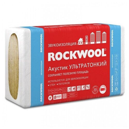 Rockwool Акустик Баттс (1000*600*100) 5п/0,3м3/3м2 звукоизоляция rockwool акустик баттс про 100 мм