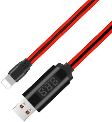 USB-кабель HOCO U29 Led Timing Display, для iPhone 5/6 красный