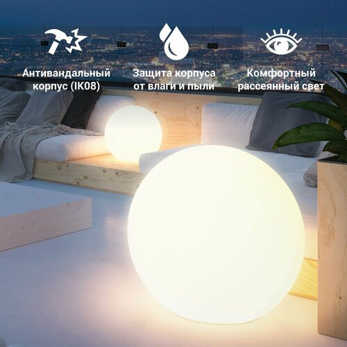 Уличный светильник шар для террасы 50 см из пластика m3light SPHERE_F IP65 3000К