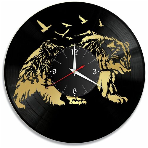 фото Настенные часы redlaser медведь золото, из винила, №1 vc-10879-1
