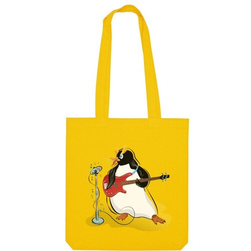 мужская футболка пингвин басист 2xl серый меланж Сумка шоппер Us Basic, желтый