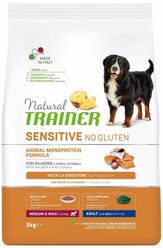 Сухой корм для собак TRAINER Natural Sensitive Medium & Maxi при аллергии, лосось 3 кг (для средних и крупных пород)