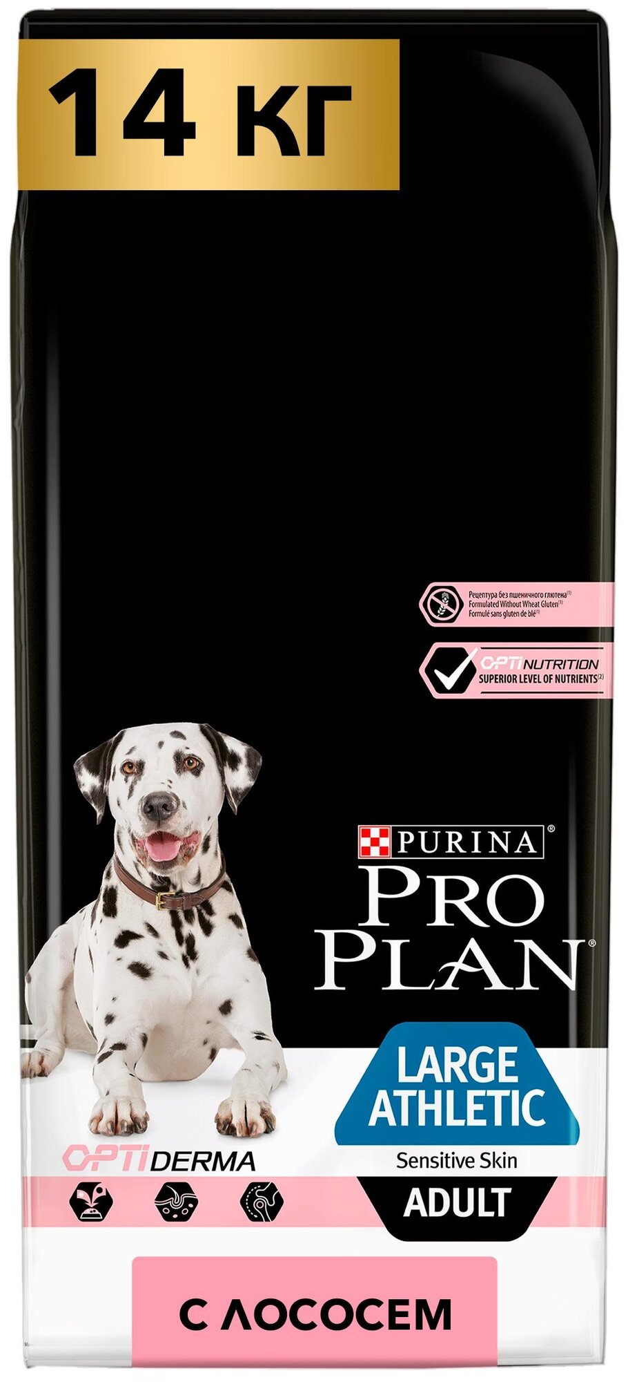 Сухой корм ProPlan для взрослых собак крупных пород с атлетическим телосложением с чувствительной кожей, лосось, 18кг Purina ProPlan - фото №1