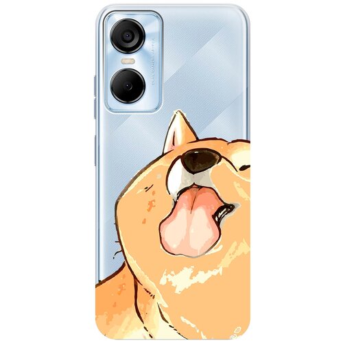 Силиконовый чехол на Tecno Pop 6 Pro, Техно Поп 6 Про с 3D принтом Shiba прозрачный чехол книжка на tecno pop 6 pro техно поп 6 про с 3d принтом checkmate красный