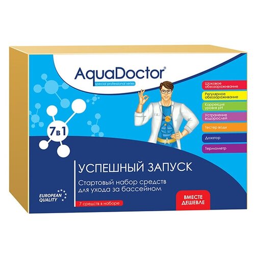 средство в гранулах для снижения уровня ph aquadoctor ph minus 5 кг Стартовый набор химии для бассейна AquaDoctor AQ23744