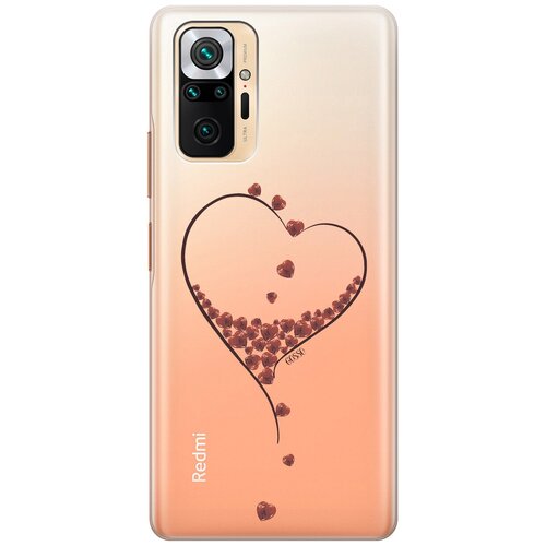 Ультратонкий силиконовый чехол-накладка Transparent для Xiaomi Redmi Note 10 Pro с 3D принтом Little hearts ультратонкий силиконовый чехол накладка transparent для xiaomi mi note 10 note 10 pro с 3d принтом little hearts