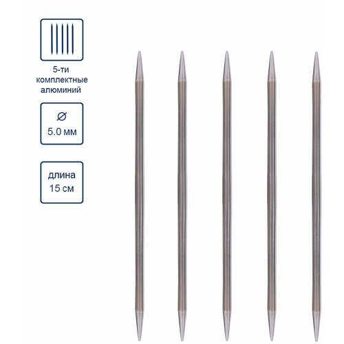Спицы для вязания, чулочные, d = 5 мм, 15 см, 5 шт спицы gamma 5 ти компл сталь d 3 0 мм 20 см 5 шт под никель