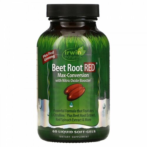 Купить Irwin Naturals, Beet Root RED, Max-Conversion with Nitric Oxide Booster, 60 Liquid Soft-Gels