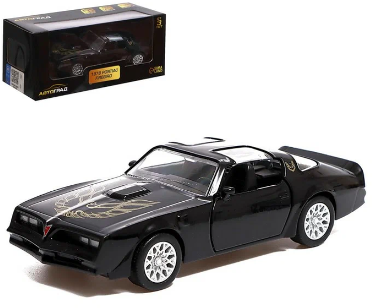 Машина металлическая PONTIAC FIREBIRD, 1:32, открываются двери, инерция, цвет черный 9170912