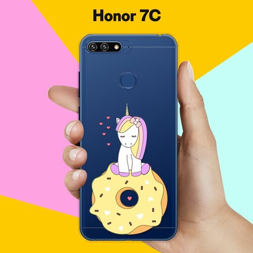 Силиконовый чехол Единорог на пончике на Honor 7C