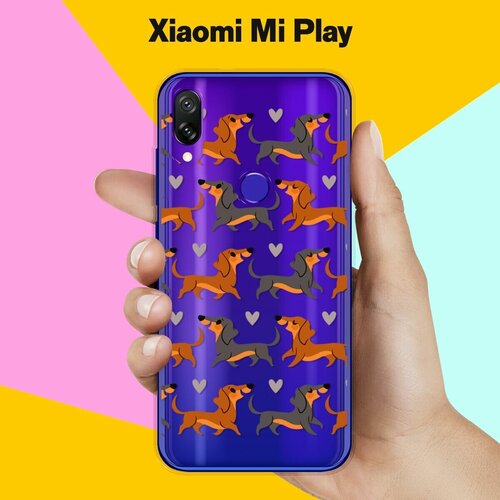 Силиконовый чехол на Xiaomi Mi Play Узор из такс / для Сяоми Ми Плей силиконовый чехол узор из такс на xiaomi mi a3