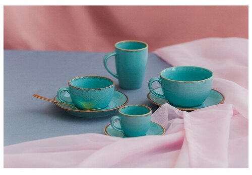 Чашка чайная Turquoise, 250 мл, фарфор, цвет бирюзовый