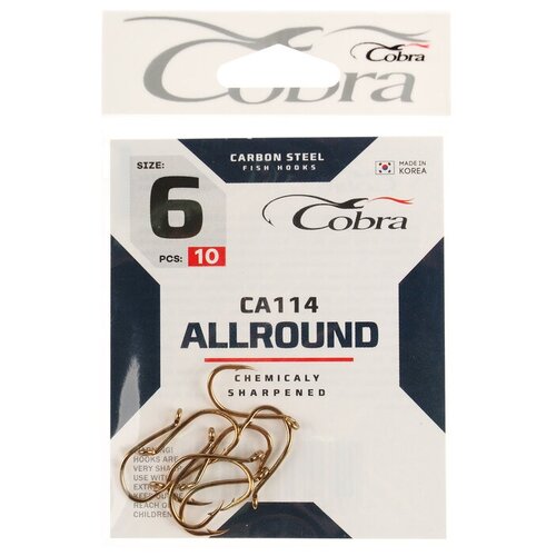 крючки cobra allround серия ca114 6 10 шт Крючки Cobra ALLROUND серия CA114 №6, 10 шт.