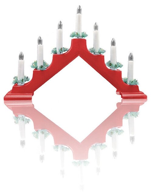 Светильник рождественская горка пластиковая с комплектом запасных лампочек 7 шт, красная